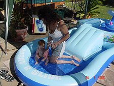 Hunter playing in the jet sprayers.