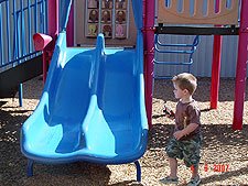 Hunter playing at the Petaluma Village Outlet Mall
