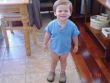 Hunter loves his shoes that look like daddy's.