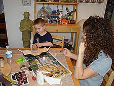 Hunter & Heidi working on his haunted pirate ship