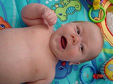 He's really excited about his new mat!