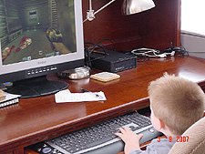 Hunter playing Quake.