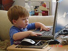 Hunter concentrating on his work.