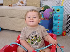 Hunter in his wagon.