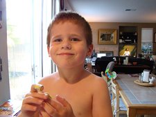 Hunter tries out a candy melt