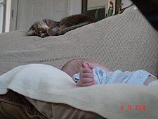 Allie watches Hunter.