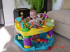 Hunter tries out his new saucer.