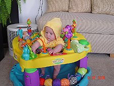 Hunter gets to play in the saucer after his bath.
