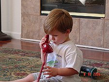 Hunter on his phone.