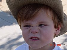 Hunter practicing daddy's sneer.