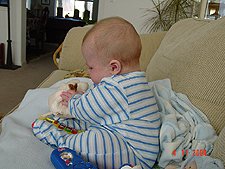 Hunter can't wait until he can sit up on his own.