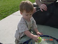 Hunter ready for some tennis.