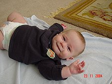 Hunter is proud of himself every time he rolls over.