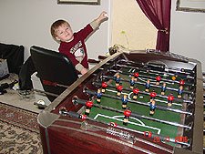 Hunter collecting balls.