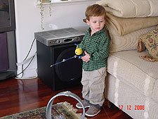 Hunter with his fishing pole.