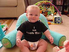 Hunter being a good boy playing while mommy works...