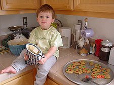 Hunter helping with the cookies.