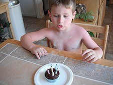 Hunter ready to eat his cupcake