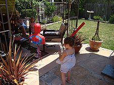 Olivia takes a swing