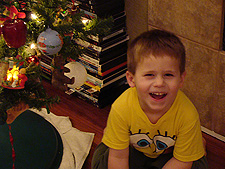 Hunter is excited about his tree.