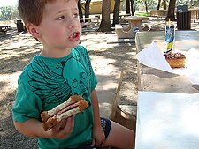Hunter having lunch.