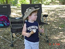 Hunter eating ice cream.
