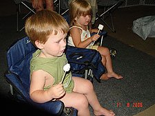 Hunter and Jordan with their roasted marshmellows.