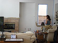 Heidi painting the edges