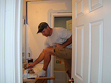 Dave starts painting.