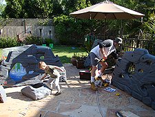 Putting the rock together.