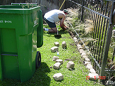 Dave placing the rock