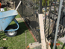 Bracing the posts.