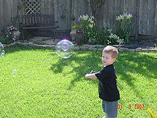 Hunter chasing bubbles