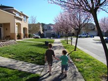 Hunter & Ryder walking home from the park