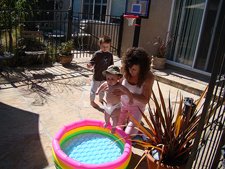 Hunter watches Ryder get in the pool