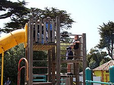 Hunter wants to go down the big slide