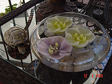 Floating candles in the gazebo.