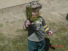Hunter showing his finding...