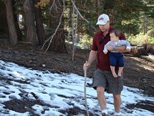 Dave finds a big stick for Hunter.