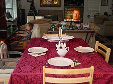 It only comes once a year, so we get out the table cloth...