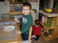 Hunter having a snack.