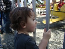 Ryder watching Hunter on a ride.