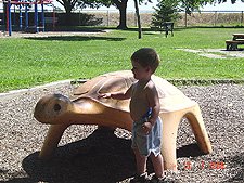 Hunter and a big turtle.