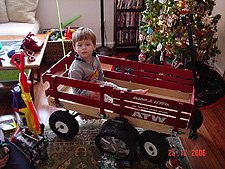 Hunter in his wagon.
