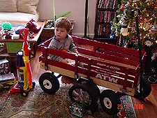 Hunter in his wagon.