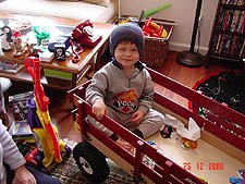 Hunter in his wagon.