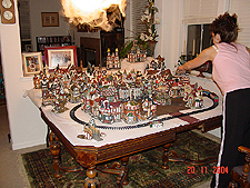 Setting up the Christmas Villages.